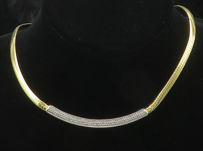 925 Sterling Silver  Genuine Diamonds Gold Plated Snake Chain Necklace  NE2970