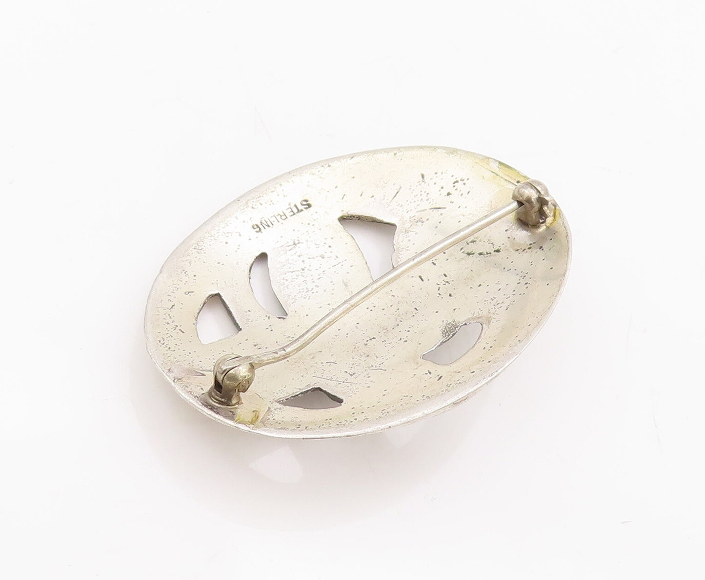925 Sterling Silver Vintage Brooch Pin Antique Solid Floral Cutout  BP10978