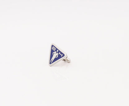 LA MODE 925 Sterling Silver Vintage Triangular Blue Tie Pin & Cuff Links  TR3475