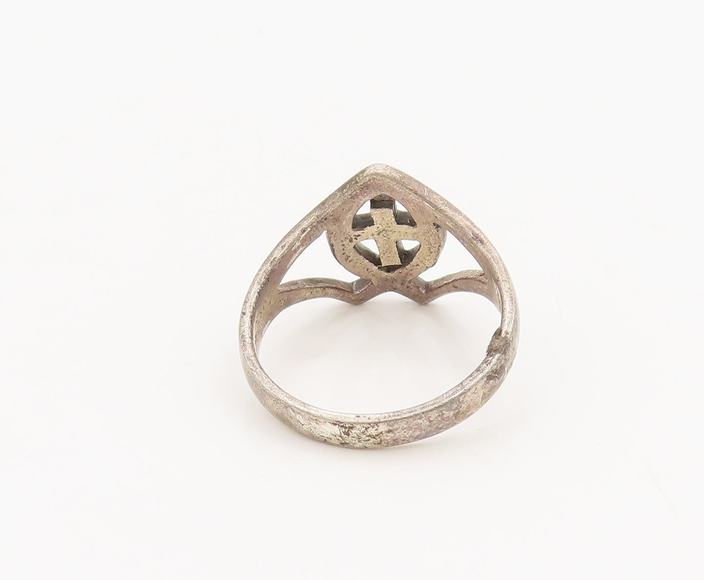 925 Sterling Silver Vintage Minimalist Split Shank Cutout Ring Sz 8.5 RG26790