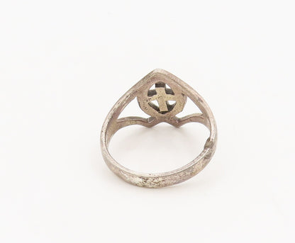 925 Sterling Silver Vintage Minimalist Split Shank Cutout Ring Sz 8.5 RG26790