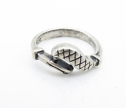 925 Sterling Silver  Vintage Dark Tone Etched Bypass Band Ring Sz 7  RG6100