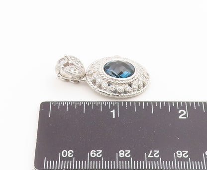 925 Sterling Silver Vintage Pendant JUDITH RIPKA Faceted Topaz Charm  PT26653