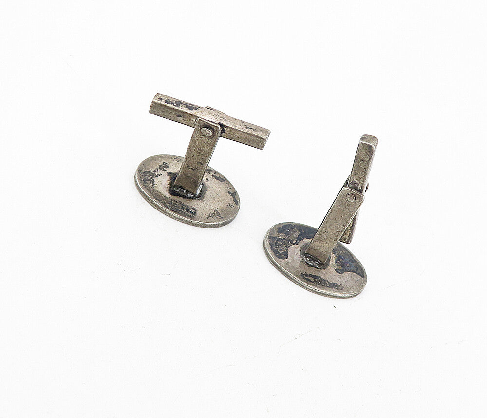 MEXICO 925 Sterling Silver  Vintage Antique Oxidized Detail Cuff Links  TR1333
