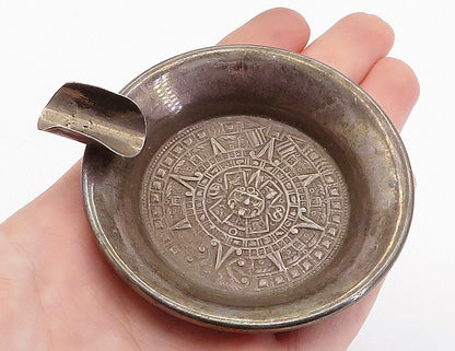 MONTENEGRO 925 Sterling Silver  Vintage Mayan Sun Calendar Ashtray  TR1270