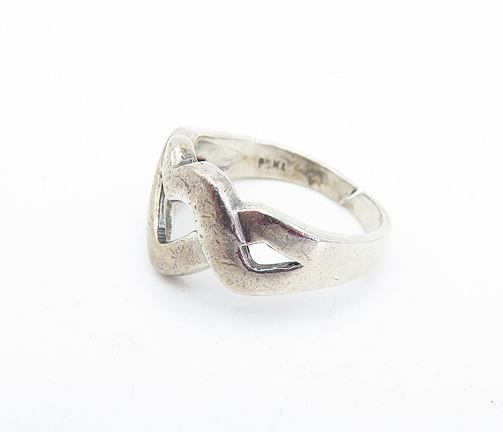 925 Sterling Silver  Vintage Open Infinity Love Heart Band Ring Sz 5.5  RG3821