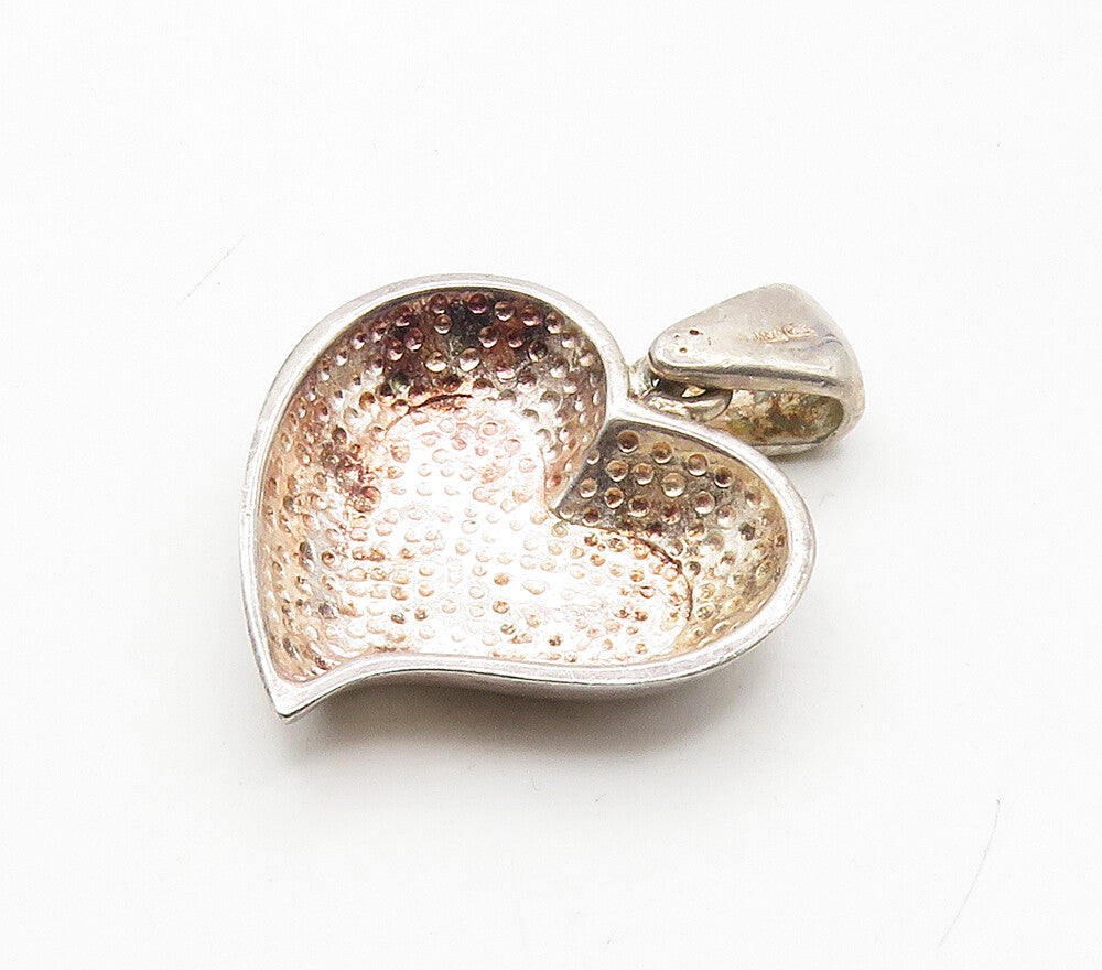 925 Sterling Silver  Vintage Love Heart Dome Smooth Drop Pendant  PT12705