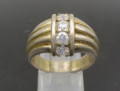 925 Sterling Silver  Vintage Cubic Zirconia Fluted Band Ring Sz 9.5  RG23841