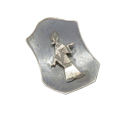 ISRAEL 925 Sterling Silver  Vintage Oxidized Figure Smooth Brooch Pin  BP6734