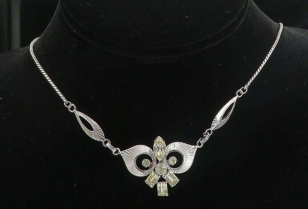 LORAN SIM 925 Silver  Yellow Cubic Zirconia Shiny Twist Chain Necklace  NE1386