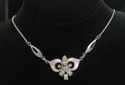 LORAN SIM 925 Silver  Yellow Cubic Zirconia Shiny Twist Chain Necklace  NE1386