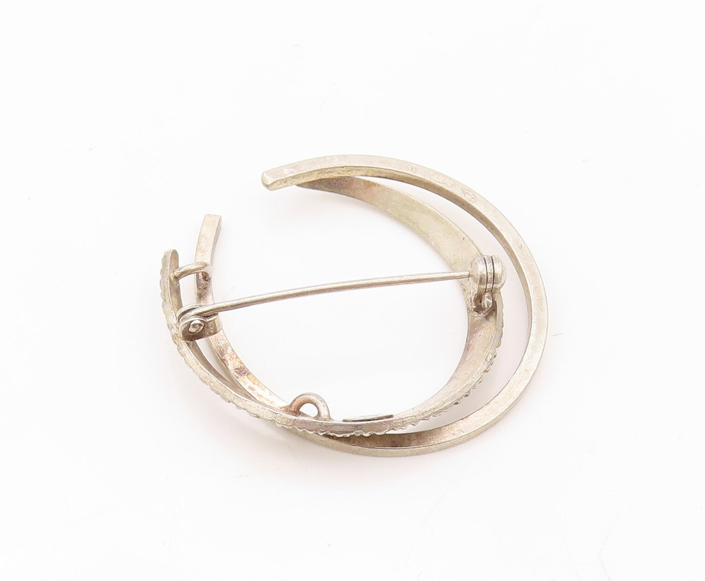 925 Sterling Silver Vintage Brooch Pin Designer Cutout C Shape   BP11186