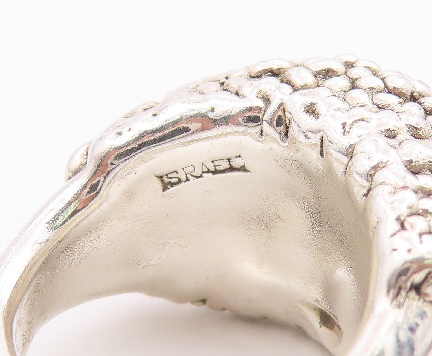 925 Sterling Silver Vintage Ring ISRAEL Modernist Beaded Dome  Sz 8.5  RG36468