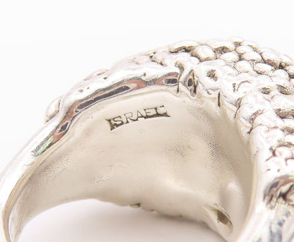 925 Sterling Silver Vintage Ring ISRAEL Modernist Beaded Dome  Sz 8.5  RG36468
