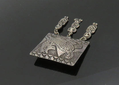 925 Sterling Silver  Vintage Antique Dangling Statues Animal Brooch Pin BP8112