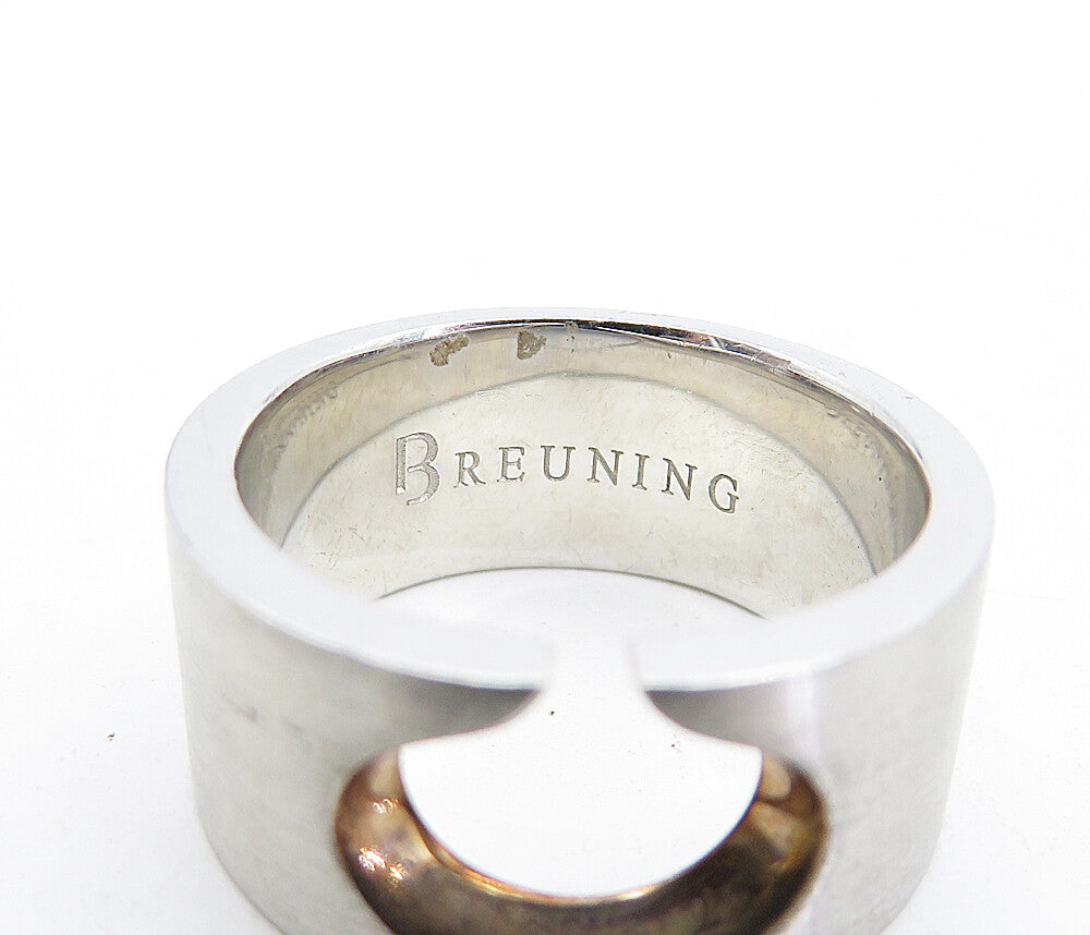 BREUNING 925 Silver  Vintage Two Tone Cutout Design Band Ring Sz 6.5  RG4681