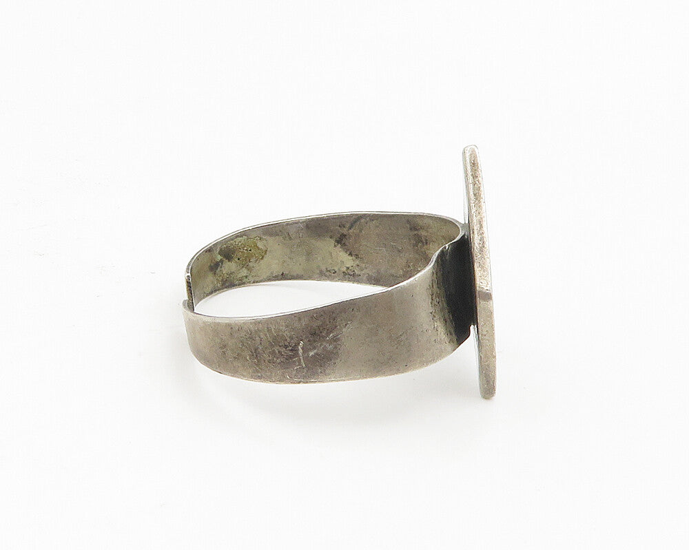 MEXICO 925 Silver  Vintage Egyptian Ankh Oxidized Band Ring Sz 12.5  RG18560