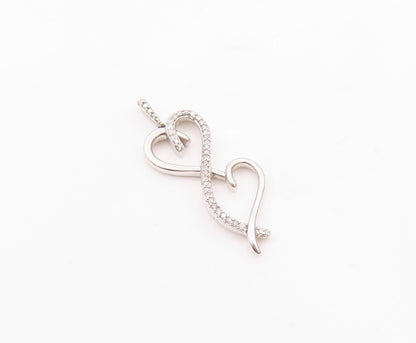 925 Sterling Silver  Vintage Genuine Diamonds Infinity Heart Pendant  PT18619
