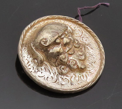 925 Sterling Silver  Vintage Solid Carved Antique Lion Face Brooch Pin BP10528