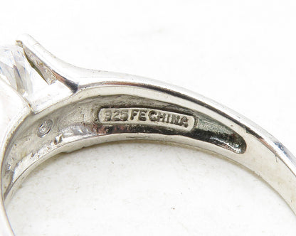 925 Sterling Silver  Prong Set Cubic Zirconia Solitaire Ring Sz 10  RG12447