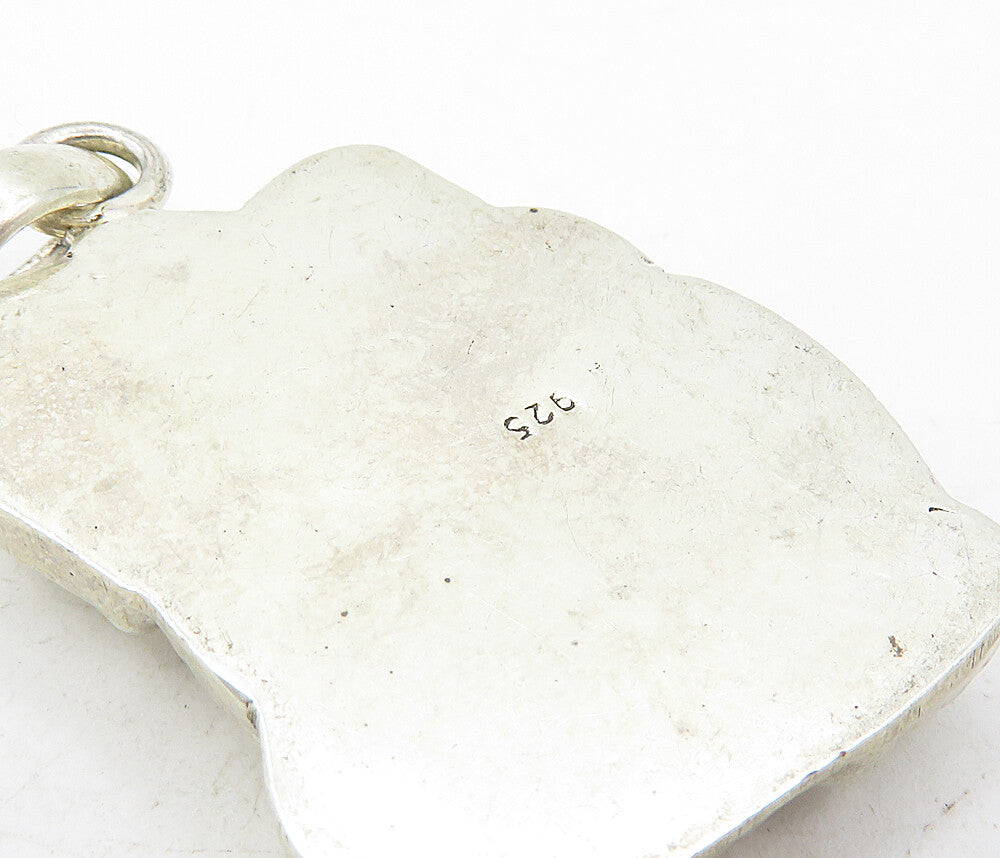 925 Sterling Silver  Vintage Shiny Hollow Sitting Elephant Pendant  PT6675