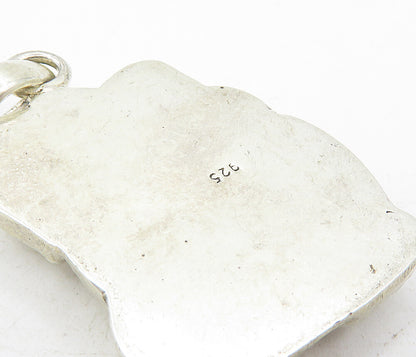 925 Sterling Silver  Vintage Shiny Hollow Sitting Elephant Pendant  PT6675
