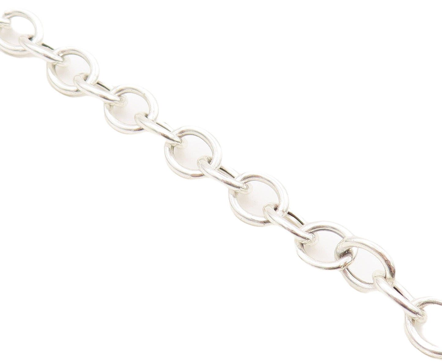925 Sterling Silver Vintage Bracelet Ring Chain Cutout Heart & Message  BT10643