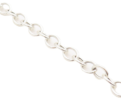 925 Sterling Silver Vintage Bracelet Ring Chain Cutout Heart & Message  BT10643