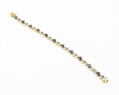 ROSS SIMON 925 Sterling Silver  Blue Topaz Gold Plated Chain Bracelet  BT5735