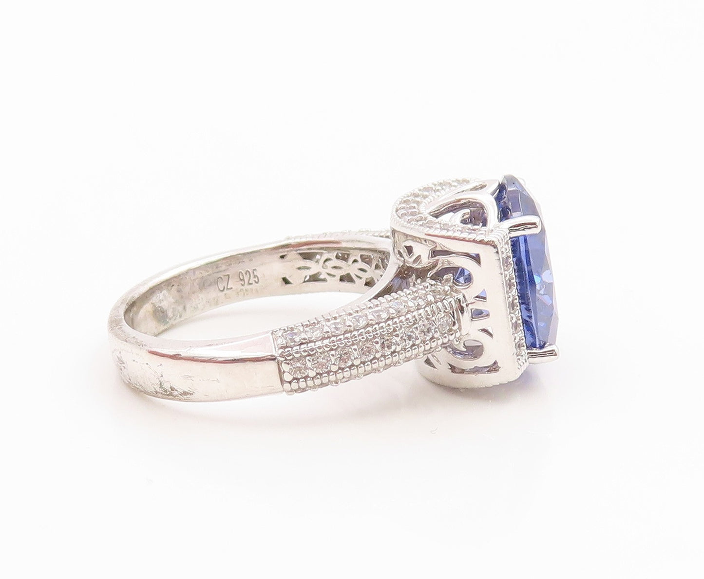 925 Sterling Silver Vintage Ring VANNA K Tanzanite & CZ Band  Sz 6  RG35531