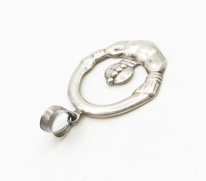 925 Sterling Silver  Vintage Shiny Traditional Claddagh Pendant  PT12132