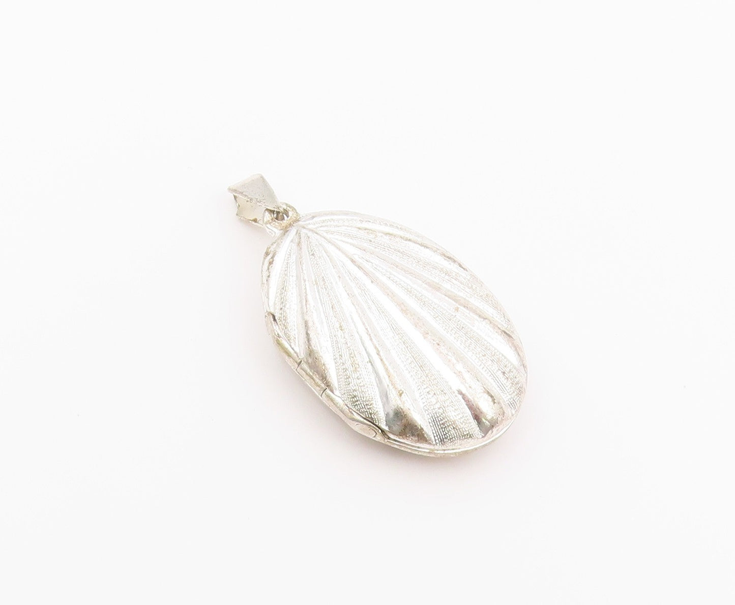 925 Sterling Silver Vintage Pendant Textured Clamshell Locket OPENS  PT26446