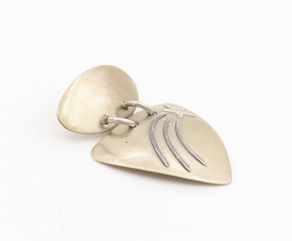 925 Sterling Silver Vintage Earrings Etched Celestial Shooting Star Drop EG13807