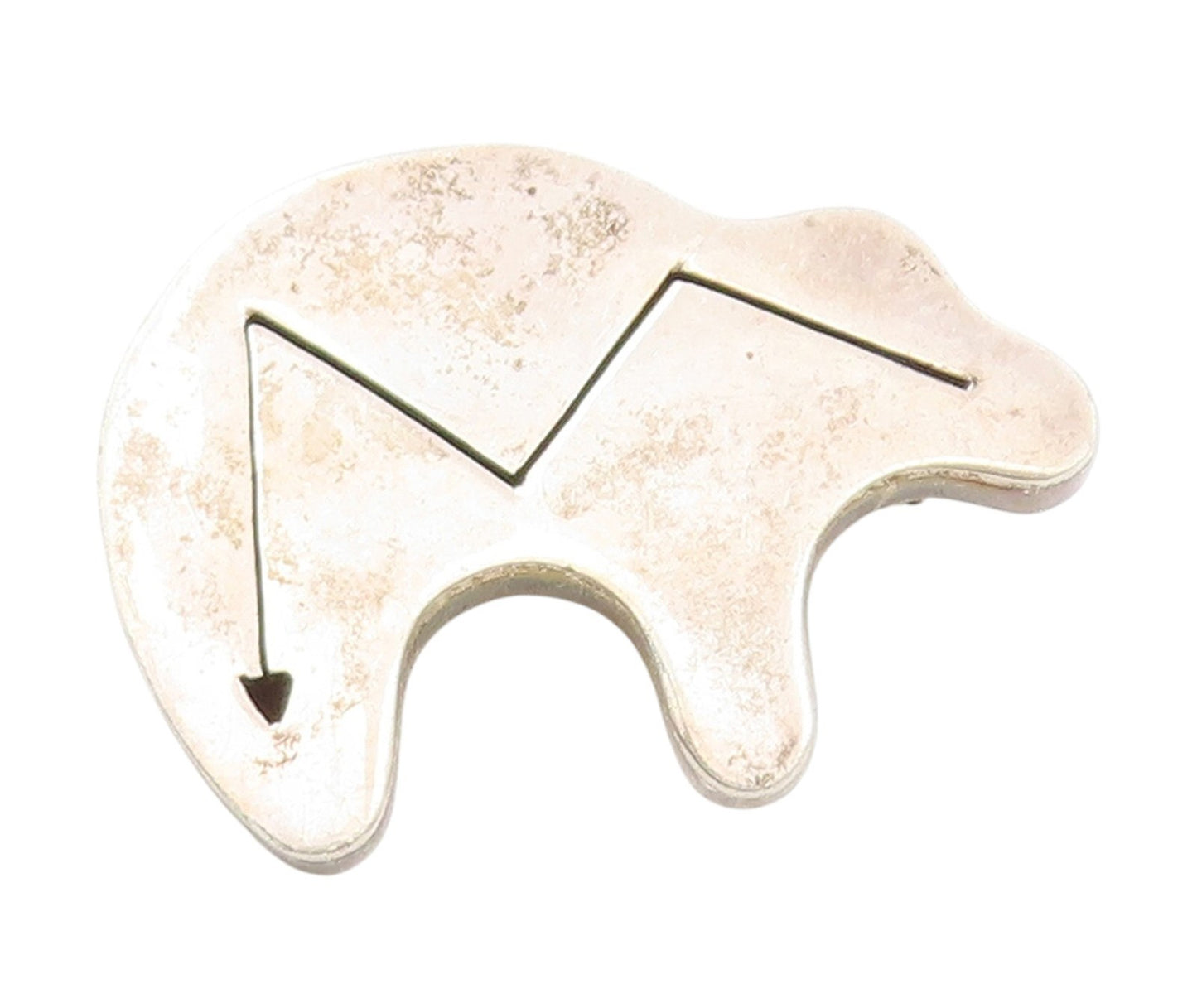 925 Sterling Silver Vintage Brooch Pin MEXICO Modernist Heartline Bear  BP12259