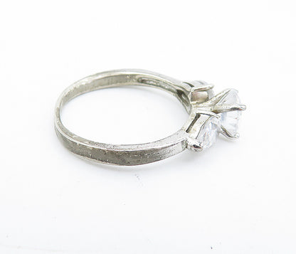 925 Sterling Silver  Cubic Zirconia Solitaire With Accents Ring Sz 6  RG7597