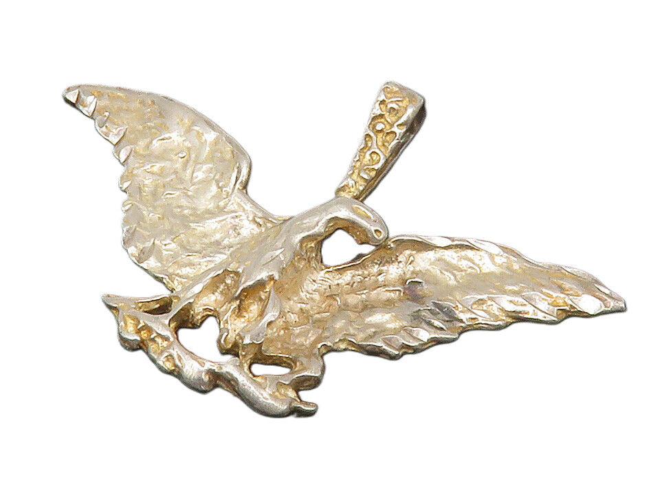 925 Sterling Silver  Vintage Sculpted Eagle Spread Wings Pendant  PT10303