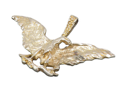 925 Sterling Silver  Vintage Sculpted Eagle Spread Wings Pendant  PT10303