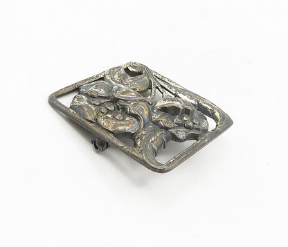 DANECRAFT 925 Sterling Silver  Vintage Oxidized Flowers Brooch Pin  BP3309