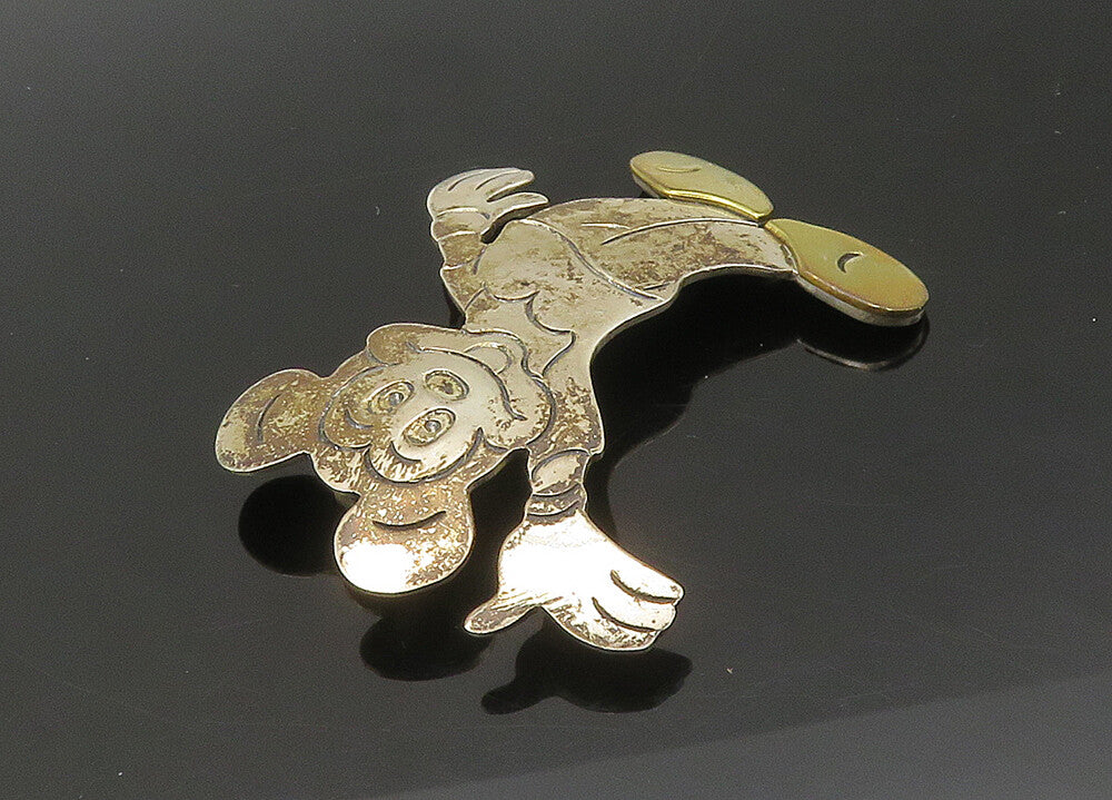 SHEILA MEXICO 925 Silver  Vintage Two Tone Mickey Mouse Brooch Pin  BP8698
