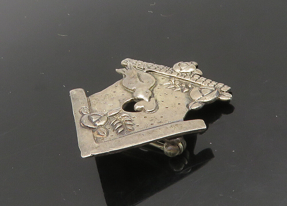925 Sterling Silver  Vintage Mary Engelbreit Bird House Brooch Pin  BP8184