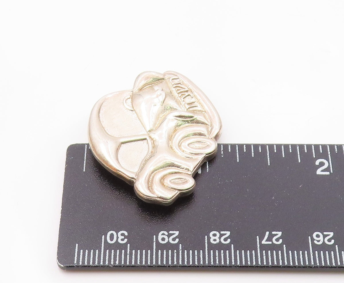 PRASCHNIK 925 Silver  Vintage Buggy Car & Hebrew Writing Pendant  PT21570