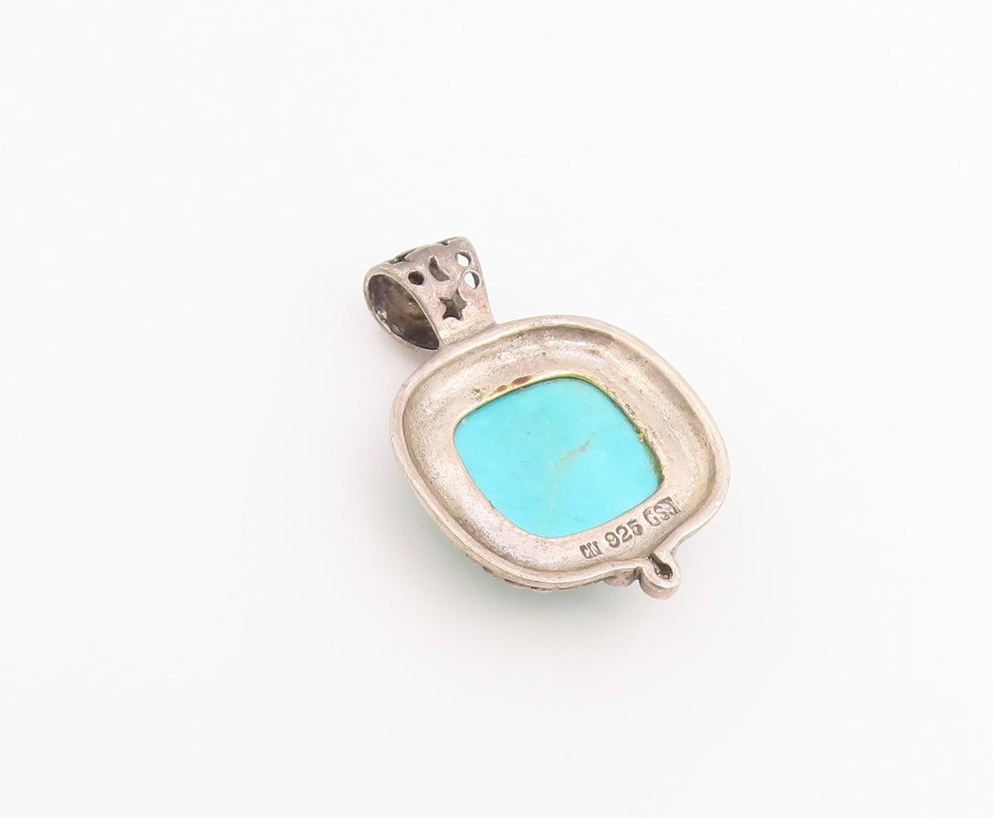 925 Sterling Silver Vintage Pendant Multi Gemstone Spinner Fob Charm  PT26520
