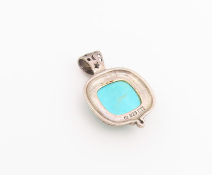 925 Sterling Silver Vintage Pendant Multi Gemstone Spinner Fob Charm  PT26520