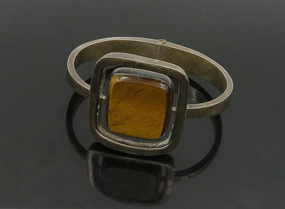 DESIGNER MEXICO 925 Silver  Vintage Tiger's Eye Square Bangle Bracelet  BT9208