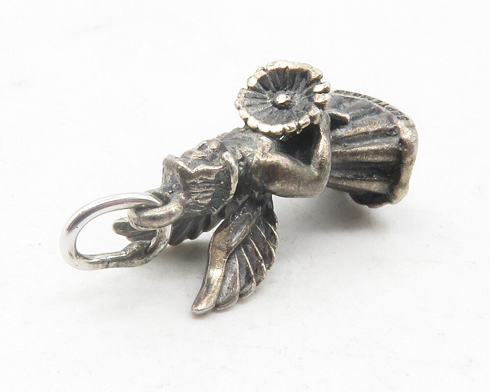 CREED 925 Sterling Silver  Vintage Oxidized Angel Woman Motif Pendant  PT9588