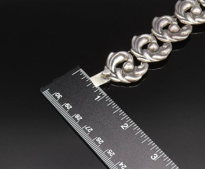 925 Sterling Silver Vintage Swirl Abstract With Bead Ball Link Bracelet BT9595