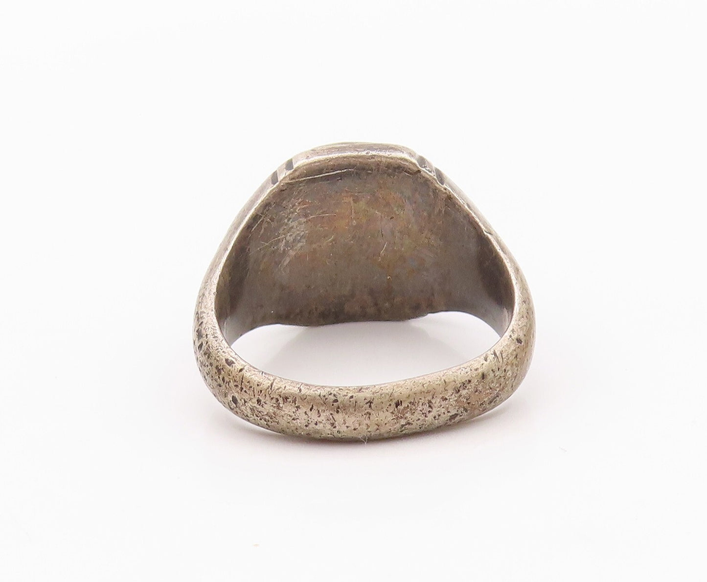 925 Sterling Silver Vintage Ring 1943 Antique Dark Tone Etched  SZ 8.5  RG32098