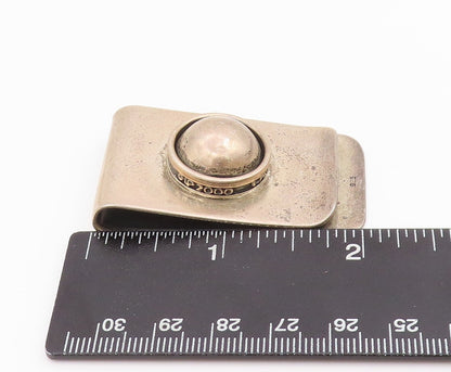 925 Sterling Silver Vintage Money Clip Designer Dark Tone Ball Carved  TR3870