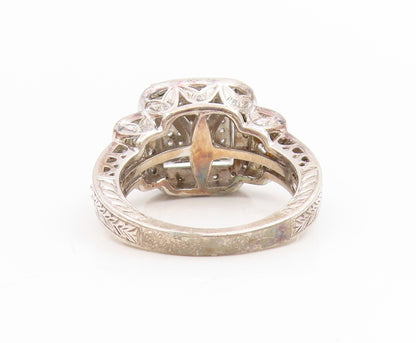 925 Sterling Silver Vintage Ring Genuine Diamonds Cluster Band  Sz 7.5  RG34432