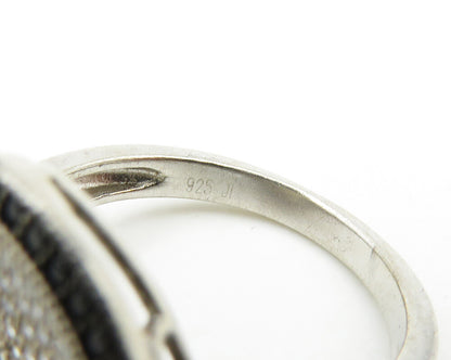 925 Sterling Silver  Cubic Zirconia & Hematite Cocktail Ring Sz 6  RG17788